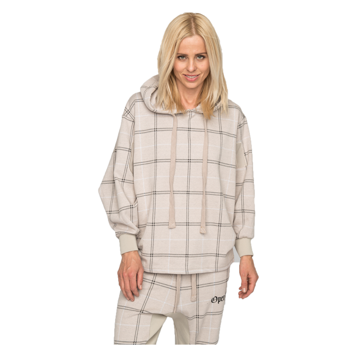 Elias Rumelis Ladies Vicky soft oversize Hoody taupe check New Collection 2020-2021 www.cabinero.de